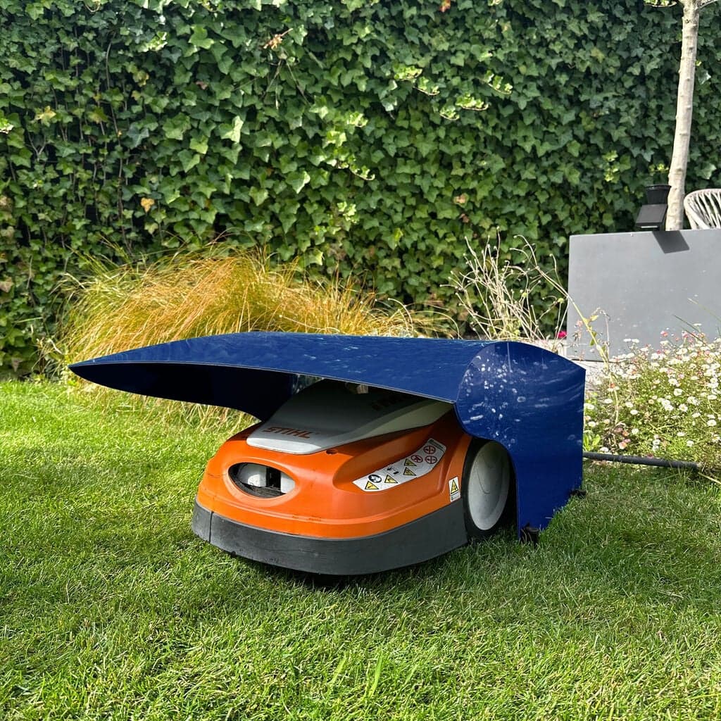 Robotgrasmaaier-garage Blauw