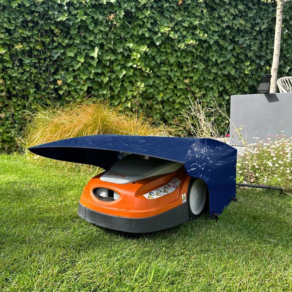 Robotgrasmaaier-garage donkerblauw
