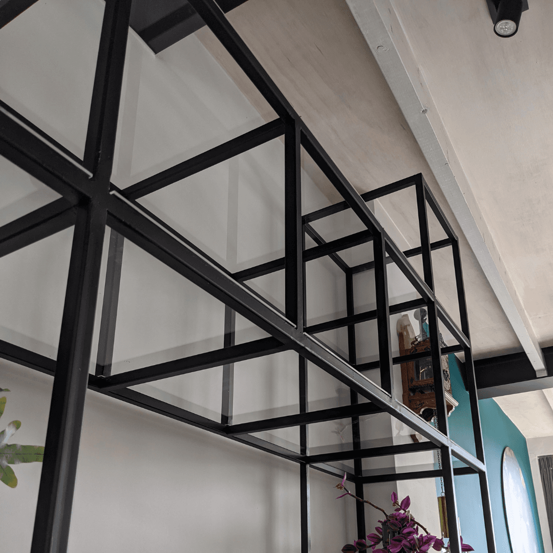 Industriële roomdivider kast met plexiglas