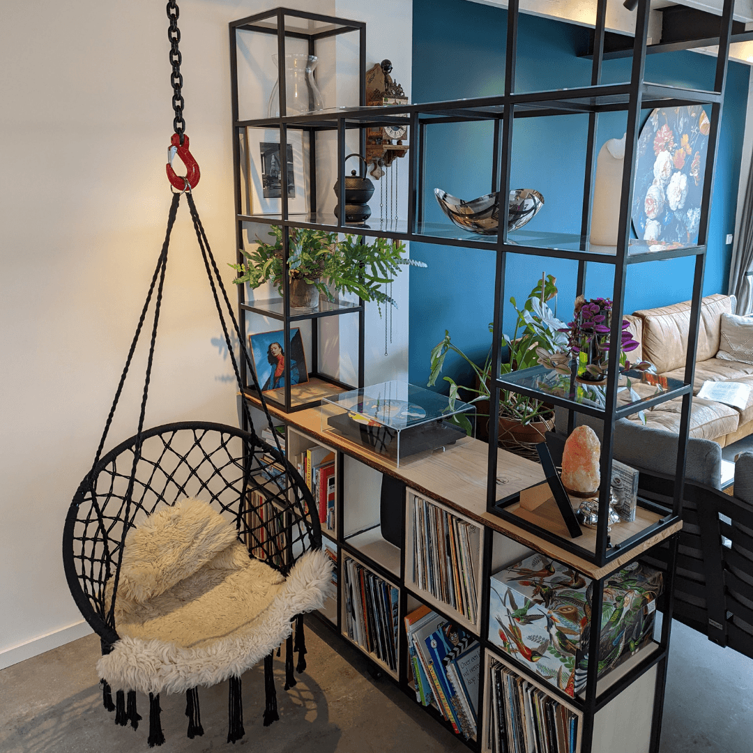 Industriële roomdivider kast met plexiglas