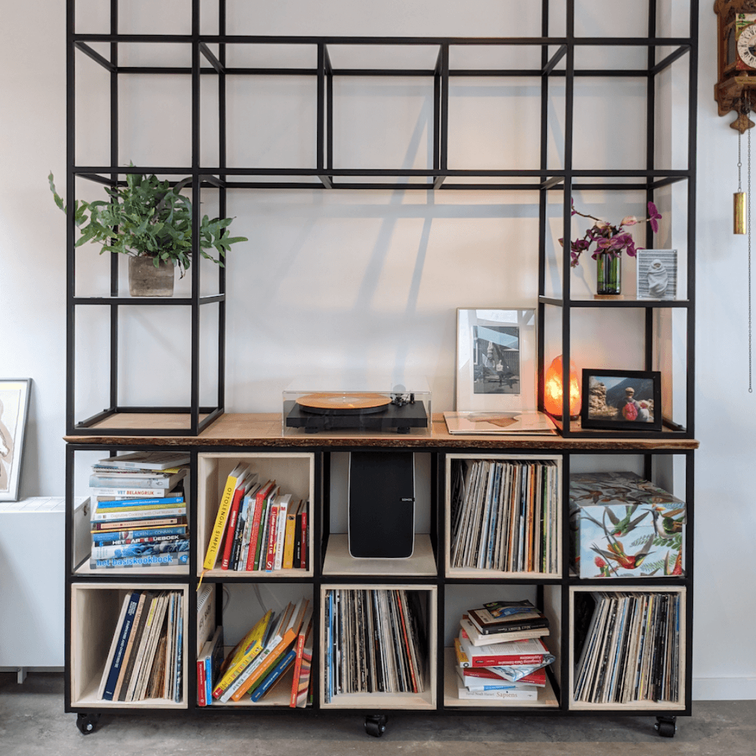 Industriële roomdivider kast met plexiglas