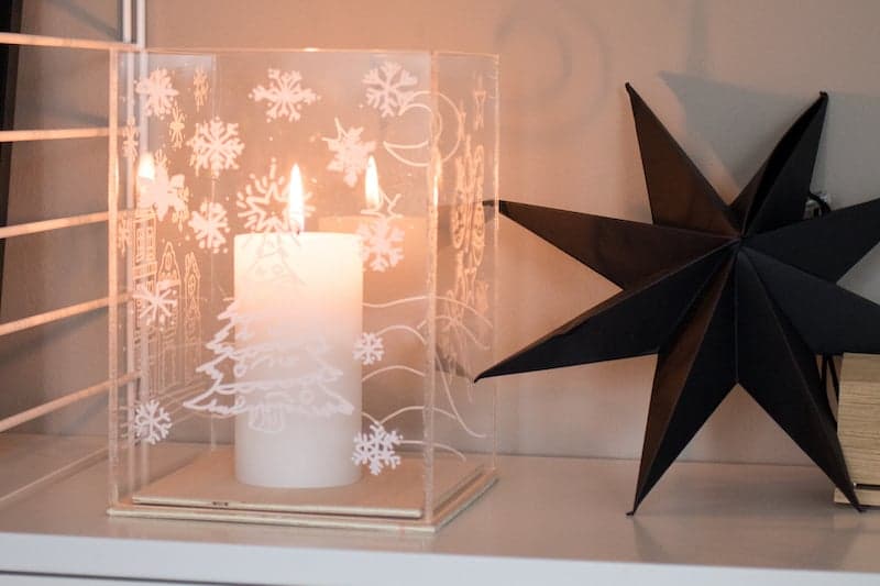 Kerst windlicht maken eindresultaat