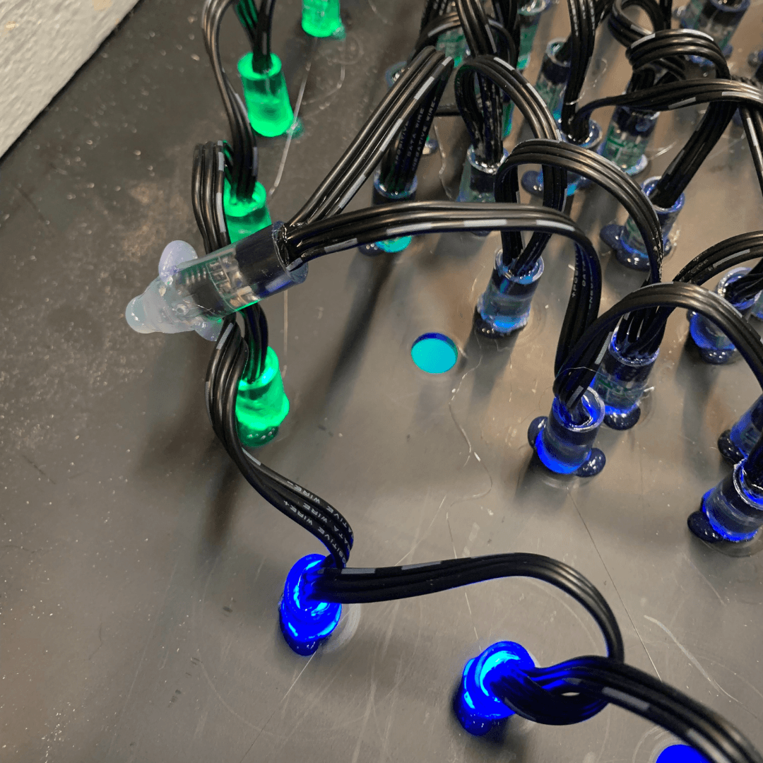 Lichtborden van zwart PVC en LED-lichtjes