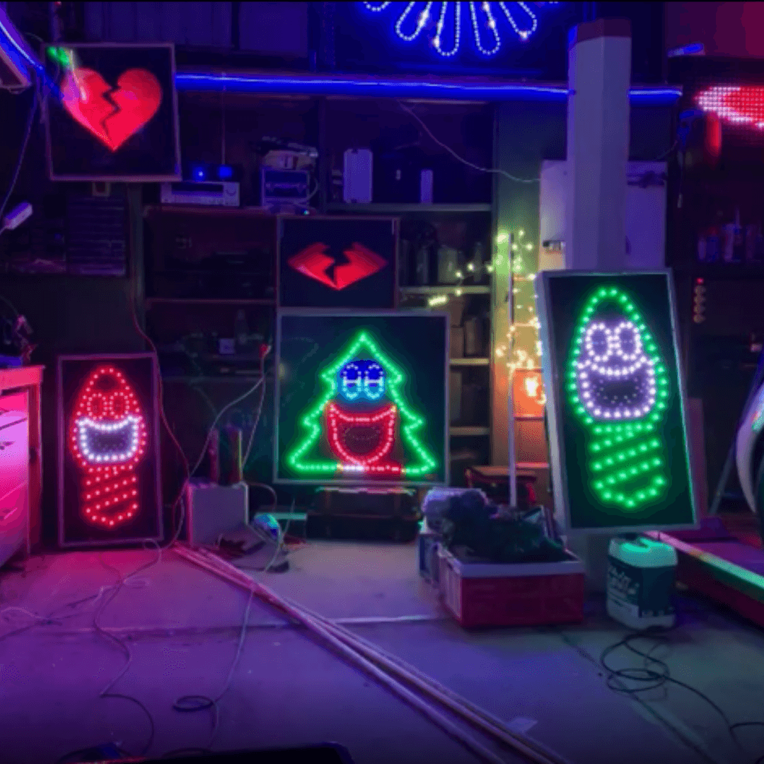 Lichtborden van zwart PVC en LED-lichtjes