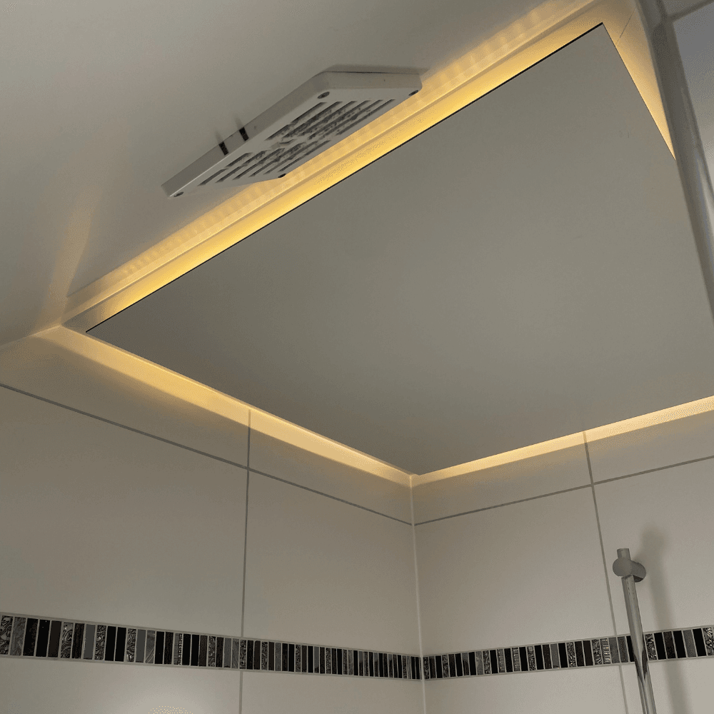 Plafond badkamer door middel van HPL