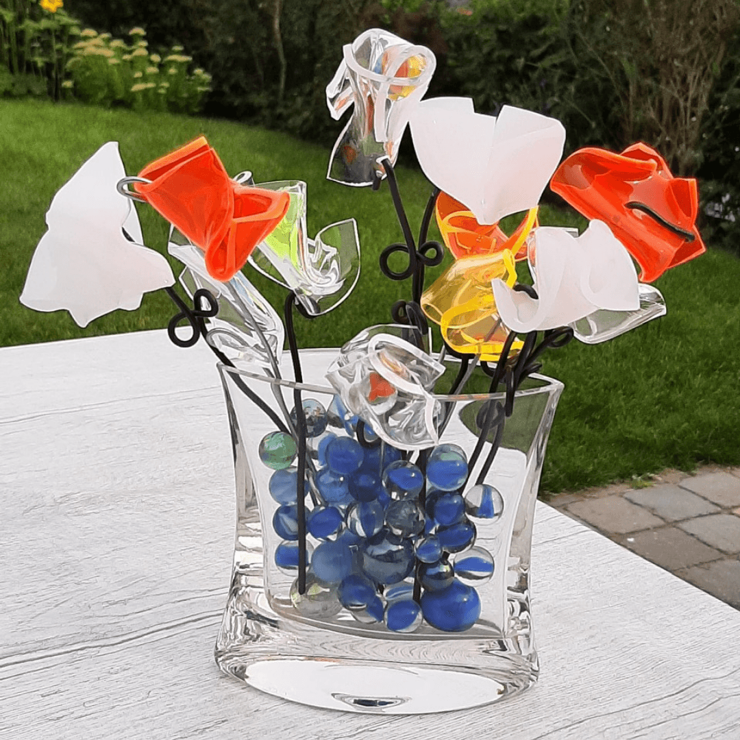 Plexiglas bloemen kunstwerk