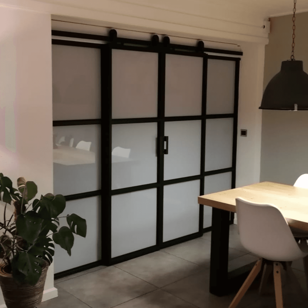 Industriële roomdivider schuifdeur van polycarbonaat
