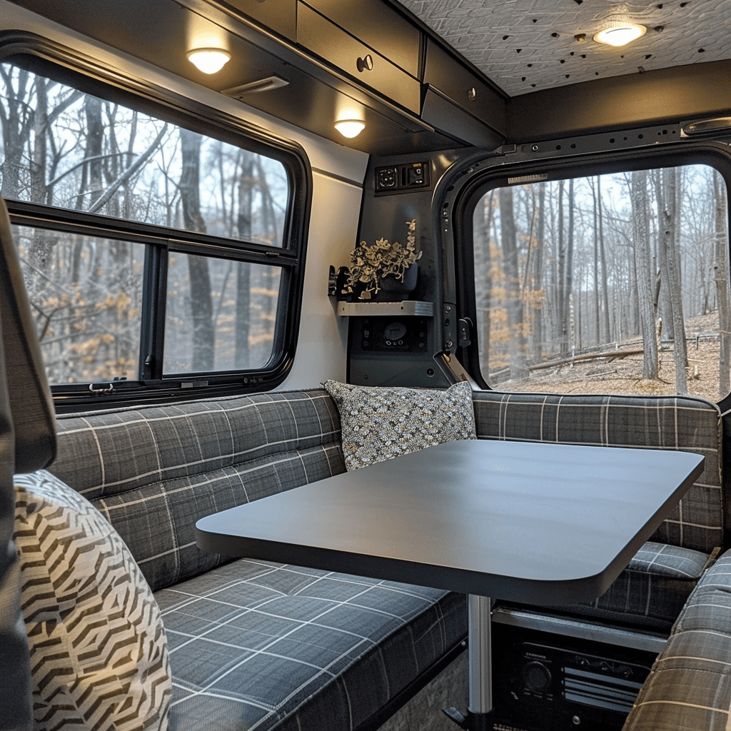 kunststof tafelblad in een camper