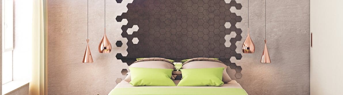 Spiegel bijzondere vorm zeshoekige spiegels banner