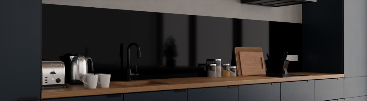 Keuken achterwand zwart