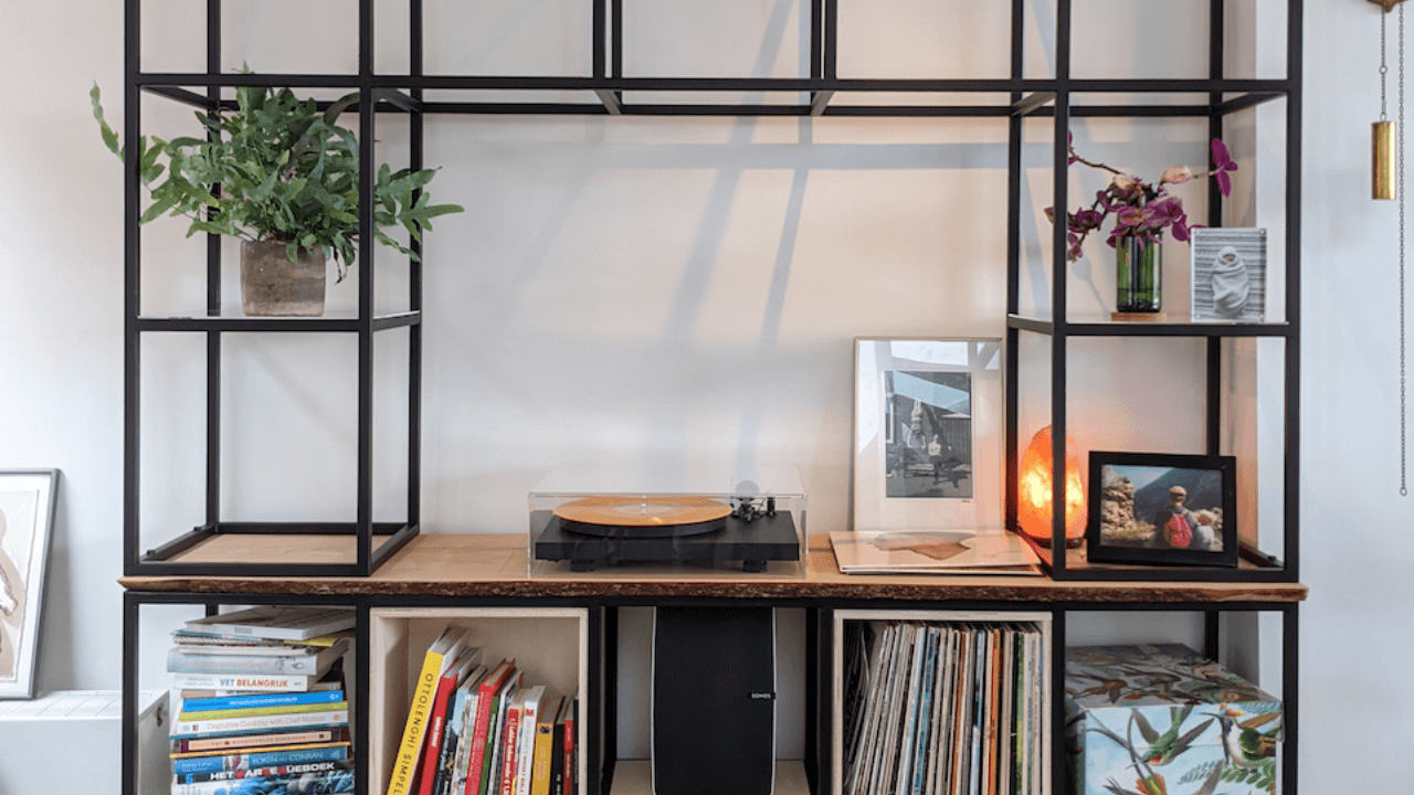 Industriële roomdivider kast met plexiglas