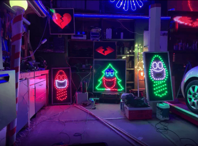 Lichtborden van zwart PVC en LED-lichtjes
