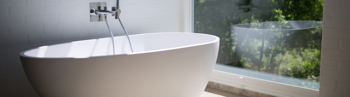 Badkamer raam transparant glas banner