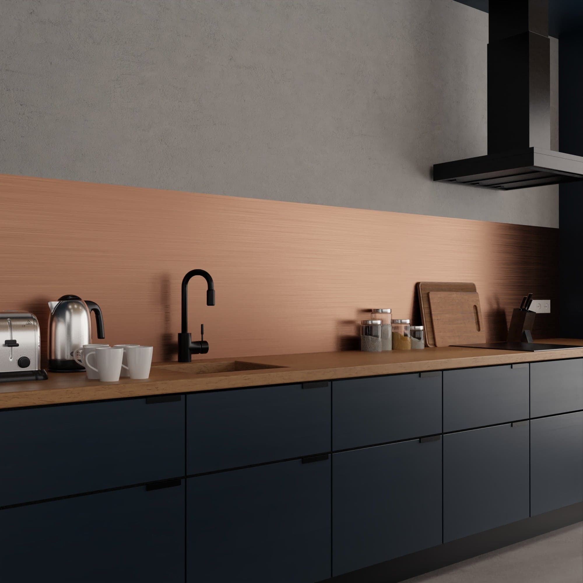 Keuken achterwand koper