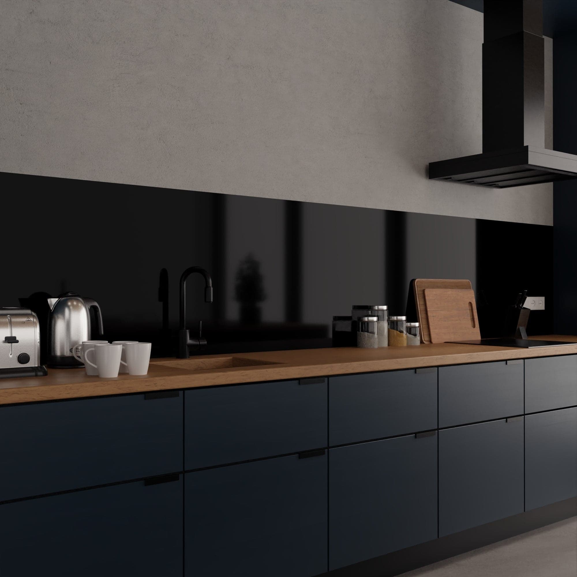 Keuken achterwand plexiglas zwart