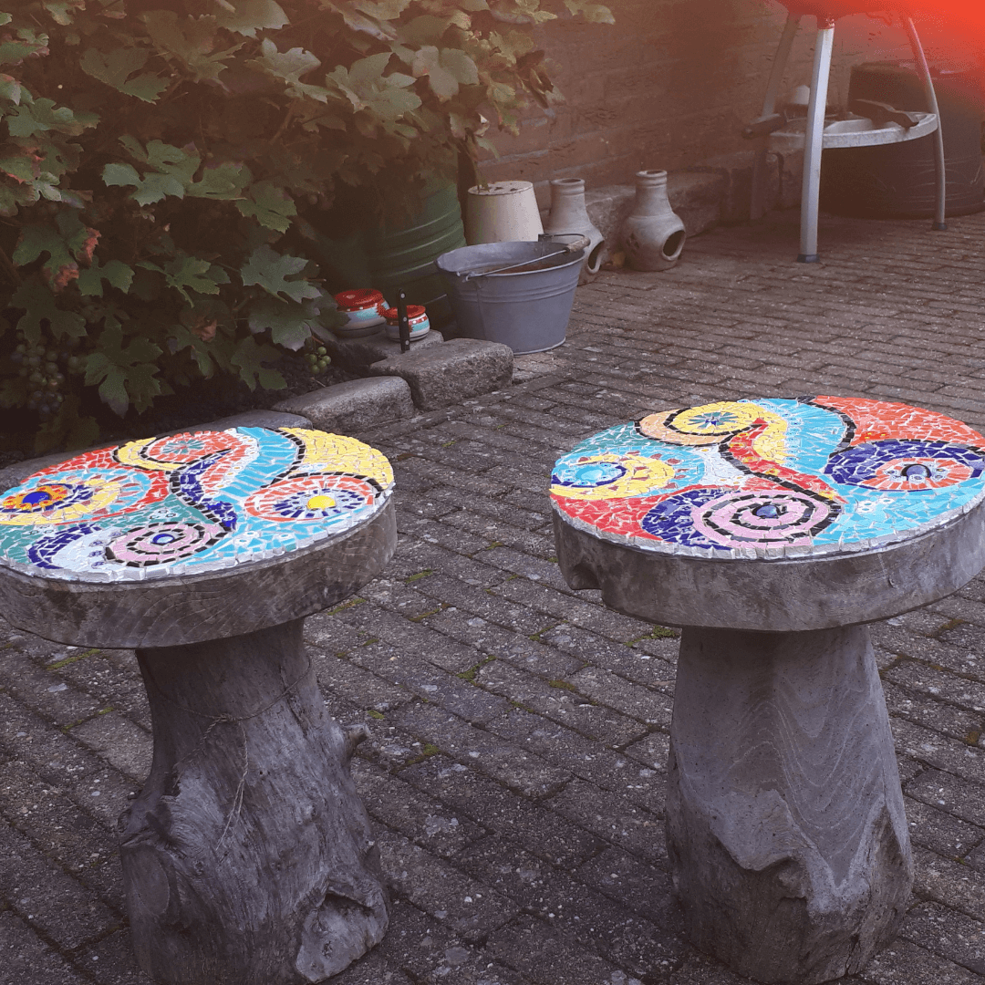 mozaïek tafeltjes met plexiglas zijkant
