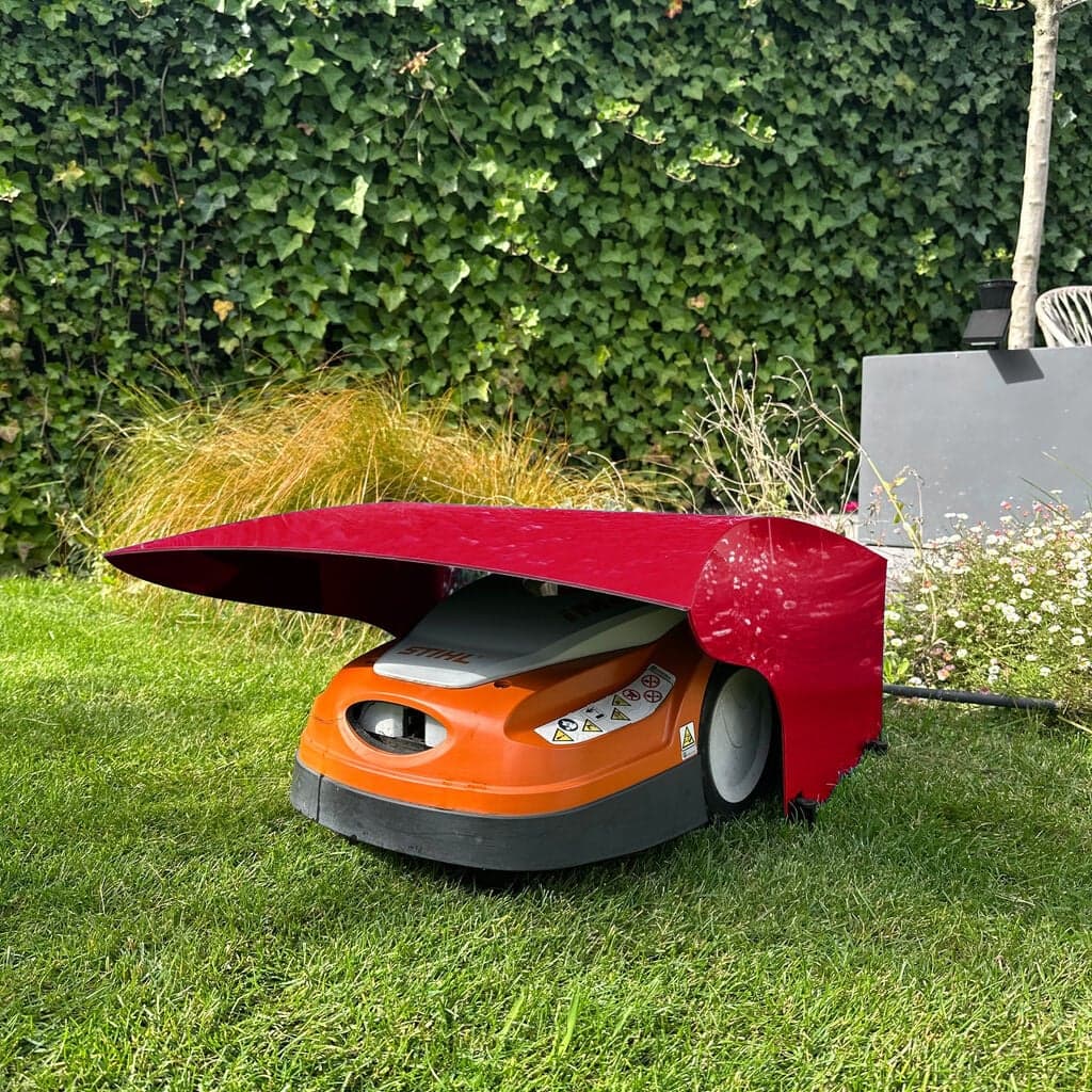 Robotgrasmaaier-garage rood