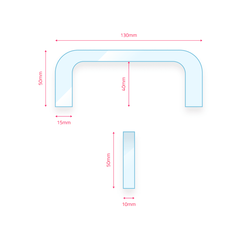 Technische tekening plexiglas handvat