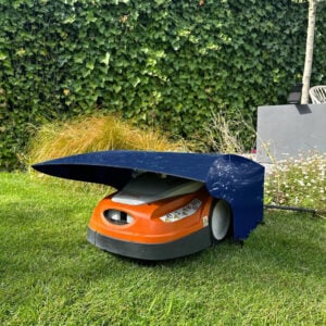 Robotgrasmaaier-garage donkerblauw