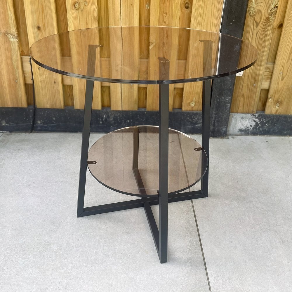 Stijlvolle salontafel met getint bruin plexiglas