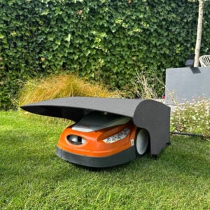 Robotgrasmaaier-garage Betonlook donkergrijs